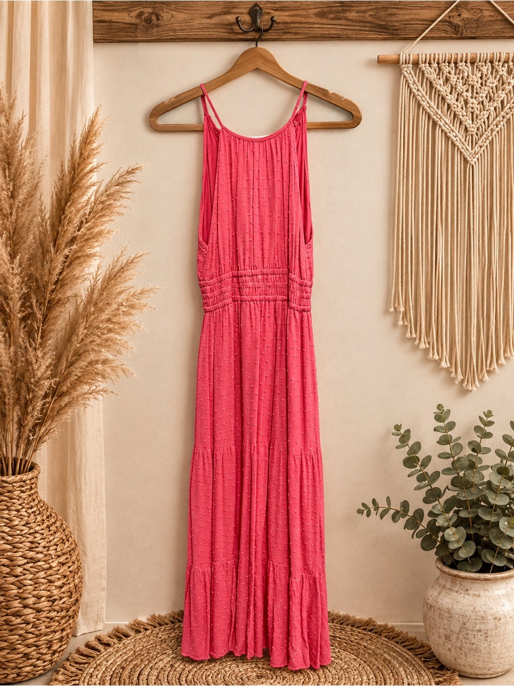 Lulu's Coral-Pink Spaghetti-Strap Maxi Dress